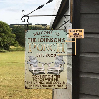 Metal Sign- Vertical Rectangle Porch Come Sit On The Porch Rectangle Metal Sign Custom Name Year - Thegiftio UK