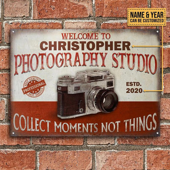 Metal Sign- Vintage Camera Photography Studio Rectangle Metal Sign Custom Name Year - Thegiftio UK