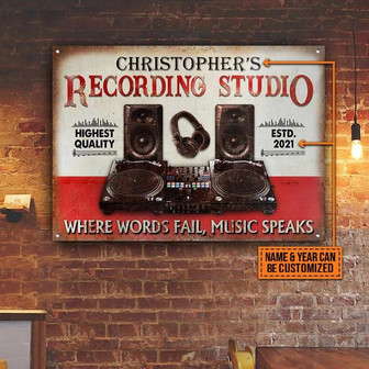Metal Sign- Vintage Design DJ Board Rectangle Metal Sign Custom Name Year - Thegiftio UK