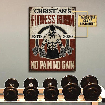 Metal Sign- Vintage Design Gym Fitness Room Rectangle Metal Sign Custom Name Year - Thegiftio UK