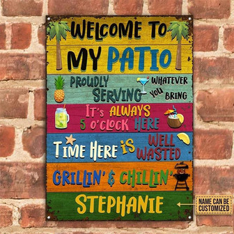 Metal Sign- Welcome To My Patio Rectangle Metal Sign Custom Name Beautiful Style - Thegiftio UK
