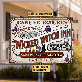 Metal Sign- Witch Inn Rectangle Metal Sign Custom Name And Place - Thegiftio