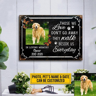 Metal Sign- They Walk Beside Us Rectangle Metal Sign Custom Name Photo Date Black Theme - Thegiftio UK