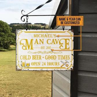 Metal Sign- Yellow Theme Man Cave Rectangle Metal Sign Custom Name And Year - Thegiftio UK