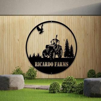 Metal Tractor Sign Monogram Farm Sign Metal Name Sign Wedding Monogram Anniversary Outdoor Door Hanger Housewarming Gift - Thegiftio UK