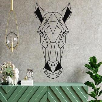 Metal Wall Art Geometric Metal Horse Head Decor Home Office Decoration Wildlife Lover Gift Wall Hangings Horse Sign Farmhouse Décor - Thegiftio UK