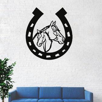 Metal Wall Art Metal Horse Head Horseshoe Art Farmhouse Decor Horseshoe Sign Metal Wall Decoration Indoor Outdoor Decor - Thegiftio UK