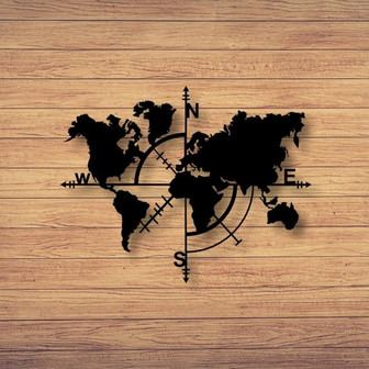 Metal World Map Compass Sign Metal Sign Farmhouse Decor Outdoor Sign Outdoor Decor Metal Sign Wall Art Home Decor Metal Sign - Thegiftio