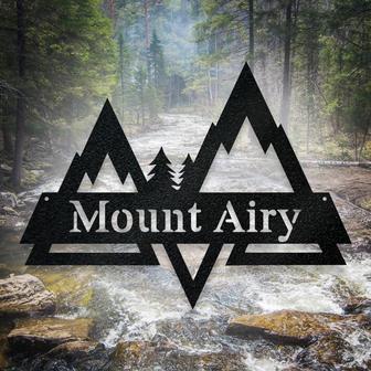 Modern Mountain Monogram Sign, Custom Cut Metal Sign, Personalized Gift - Thegiftio UK