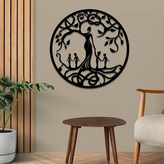 Mother And Four Childrens Tree Of Life Metal Sign, Mother With Children Metal Wall Art, Gift For Mom, Grandma for Mother's Day - Thegiftio UK