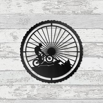 Mountain Bike Metal Wall Art, Mountain Biker Sign Decoration For Living Room Dirt Bike Biking Outdoor Home Decor Dad Gift - Thegiftio UK