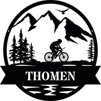 Mountain Biking Personalized Cabin Metal Wall Sign | MTB Wall Art Customized with Name - THEGIFTIO