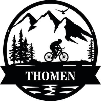 Mountain Biking Personalized Cabin Metal Wall Sign | MTB Wall Art Customized with Name - Thegiftio UK
