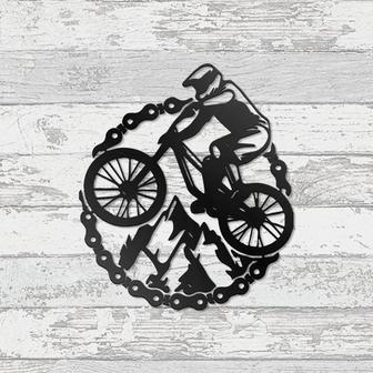 MTB Mountain Bike Metal Wall Art, Mountain Biker Sign Decoration For Living Room, Bike Rider Outdoor Home Decor Dad Gift - Thegiftio UK