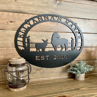 Mule & Horse Ranch Sign Rodeo Sign Metal Farm Sign Personalized Ranch Sign Farm Gate Sign Custom Metal Sign Christmas Gift - Thegiftio