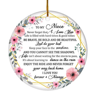 To My Niece Christmas Ornament from Aunt Auntie Uncle Never Forget That I Love You for Niece Christmas Tree Ornament - Thegiftio