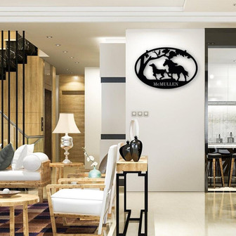 Oval Metal Sign Two Horses Running Free Personalized Metal Wall Art With Name Horse Lover Gift Farm House Decor Indoor Outdoor Sign - Thegiftio UK