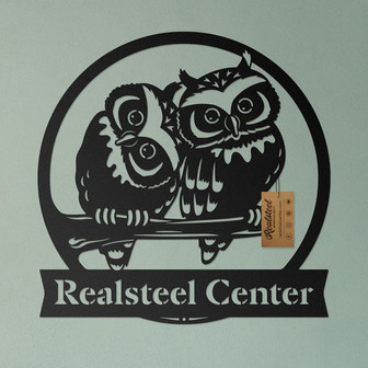 Owl Monogram With Custom Name Metal Sign Decor, Housewarming Decor - Thegiftio UK