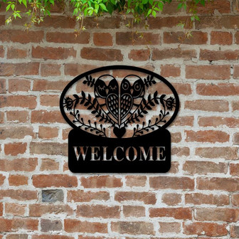 Owl Welcome Sign Owl Decor Farmhouse Decor Owl Wall Hanging Owl And Flower Decor Owl Wall Art Metal Welcome Sign Welcome Sign Porch - Thegiftio UK