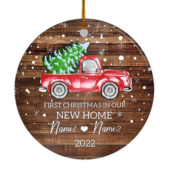 Personalized 2022 First Christmas in Our New Home Ornament Red Car Mr & Mrs Newlywed Couples Romantic Customized Christmas Tree Ornament - Thegiftio UK