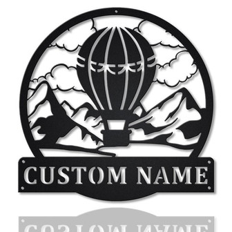 Personalized Air Balloon Monogram Metal Sign Art | Custom Air Balloon Metal Sign | Air Balloon Lover Sign Decoration For Living Room - Thegiftio UK