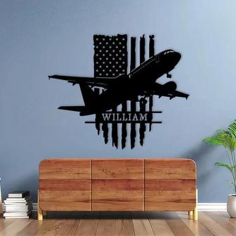Personalized Airplane Laser Cut Metal Signs, Custom Wall Art For Home Decor, Birthday Gift For Pilot Flight Attendant - Thegiftio UK