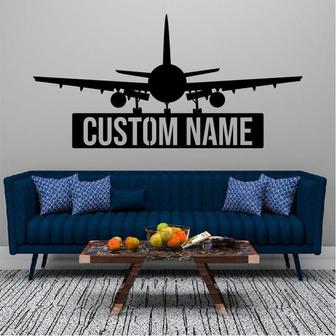 Personalized Airplane Name Metal Sign | Airplane Housewarming Gift | Plane Metal Monogram Name Sign | Air plane Metal Wall Art - Thegiftio UK