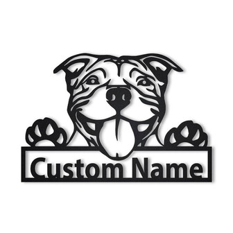 Personalized American Pit bull Dog Metal Sign Art | Custom American Pit bull Metal Sign | Pit Bull Dog Gifts | Dog Gift | Birthday Gift - Thegiftio