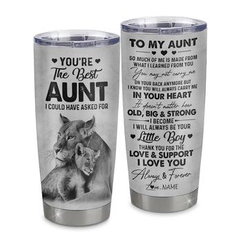 Personalized To My Aunt From Nephew Litte Boy Stainless Steel Tumbler Cup Love You Always And Forever Lion Aunt Mothers Day Birthday Christmas Travel Mug - Thegiftio UK