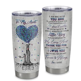 Personalized To My Aunt From Nephew Stainless Steel Tumbler Cup Colorful Tree I Love You With All Of My Heart Aunt Mothers Day Birthday Christmas Travel Mug - Thegiftio UK