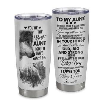 Personalized To My Aunt From Nephew Stainless Steel Tumbler Cup Wolf Always Be Your Little Boy Aunt Mothers Day Birthday Christmas Travel Mug - Thegiftio UK