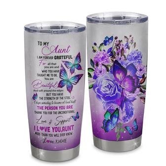 Personalized To My Aunt From Niece Nephew Stainless Steel Tumbler Cup Butterfly I Am Forever Grateful Aunt Mothers Day Birthday Christmas Travel Mug - Thegiftio UK