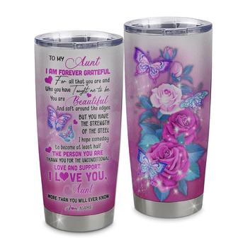 Personalized To My Aunt From Niece Nephew Stainless Steel Tumbler Cup Butterfly I Am Forever GrateFul Aunt For Women Mothers Day Birthday Christmas Travel Mug - Thegiftio UK
