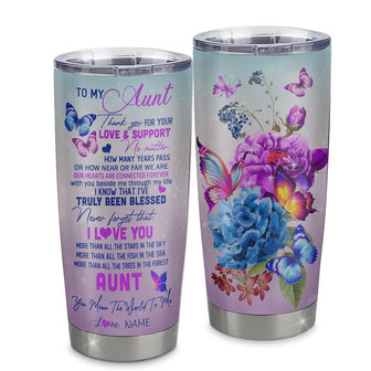 Personalized Aunt From Niece Nephew Stainless Steel Tumbler Cup Thank You Never Forget I Love You Aunt Mothers Day Birthday Christmas Travel Mug - Thegiftio