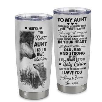 Personalized To My Aunt From Niece Stainless Steel Tumbler Cup Wolf Always Be Your Little Girl Aunt Mothers Day Birthday Christmas Travel Mug - Thegiftio UK