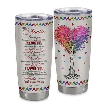 Personalized Auntie From Niece Nephew Stainless Steel Tumbler Cup Never Forget I Love You You Mean The World To Me Auntie Mothers Day Birthday Christmas Travel Mug - Thegiftio