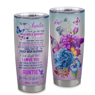 Personalized Auntie From Niece Nephew Stainless Steel Tumbler Cup Thank You Never Forget I Love You Auntie Mothers Day Birthday Christmas Travel Mug - Thegiftio