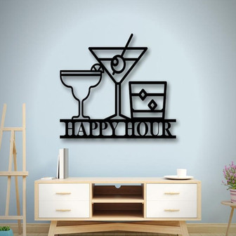 Personalized Bar Theme Sign, Custom Happy Hour Sign, Whiskey Sign, Metal Family Name Sign with Margarita, Margarita Lover Gift - Thegiftio