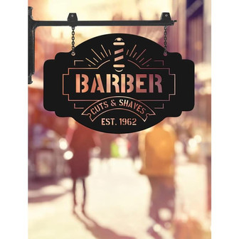 Personalized Barber Shop Cut Metal Sign Wall Art, Barber Store Laser Cut Metal Sign - Thegiftio