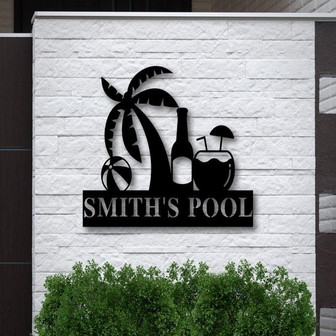 Personalized Beach Theme Sign,Custom Beach Theme Sign,Pool Drink Sign,Pool House Decor - Thegiftio UK