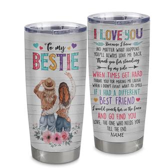 Personalized To My Bestie Stainless Steel Tumbler Cup Flowers Thank You Forever Best Friends For Women Birthday Christmas Travel Mug - Thegiftio UK