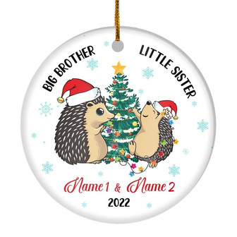 Personalized Big Brother Little Sister 2022 Christmas Ornament Custom Gift for Family Customized Christmas Tree Ornament - Thegiftio UK