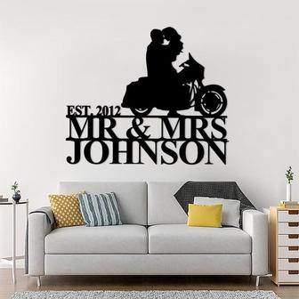 Personalized Biker Couple Metal Sign, Custom Motorcycle Rider Wall Art For Decor, Anniversary Gift, Wedding Gift For Newlywed - Thegiftio UK