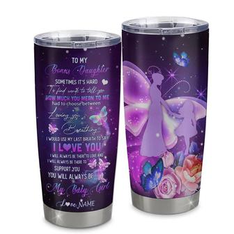 Personalized Bonus Daughter From Stepmom Stainless Steel Tumbler Butterfly Sometimes It's Hard to Find Words to Say I Love You Stepdaughter Birthday Christmas Travel Mug - Thegiftio UK