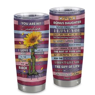 Personalized To My Bonus Daughter From Stepmom Stainless Steel Tumbler Cup Wood Sunflower Never Forget I Love You Stepdaughter Birthday Graduation Christmas Travel Mug - Thegiftio UK