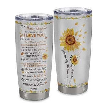 Personalized To My Bonus Daughter From Stepmother Stainless Steel Tumbler Cup I Love You White Sunflower Step Daughter Birthday Graduation Christmas Travel Mug - Thegiftio UK