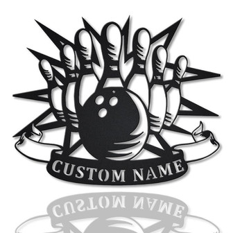 Personalized Bowling Monogram Metal Sign Art | Metal Wall Art | Decor Decoration | Bowling Metal Sign | Housewarming Outdoor Metal - Thegiftio