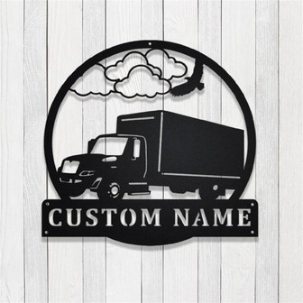 Personalized Box Truck Metal Sign,Transport Truck Metal Wall Art,Custom Trucker Name Sign,Truck Driver Gift - Thegiftio UK