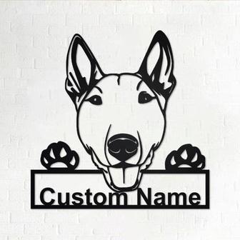 Personalized Bull Terrier Dog Cut Metal Sign, Dog Lover Custom Name Metal Signs, Laser Cut Metal Signs - Thegiftio UK