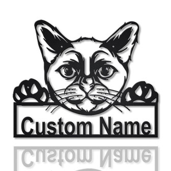 Personalized Burmese Cat Metal Sign Art, Custom Burmese Cat Metal Sign - Thegiftio UK